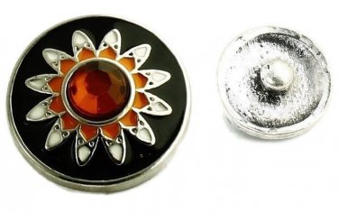 Interchangeable Button Snap Jewelry Starburst Black Sun Flower 18mm 254-4
