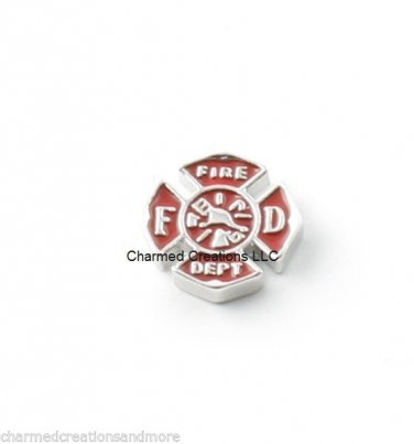 10pc Lot Fire Fighter Badge Emblem Occupation Floating Charm For Glass Lockets