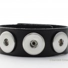 Black Interchangeable Snap Bracelet Holds 3 18mm Snap Charms