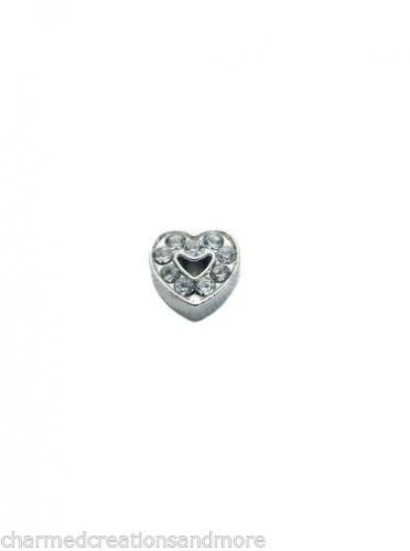 10pc Lot CZ Cut Out Heart Love Floating Charm Fits Memory Glass Locket Necklace