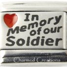 In Memory Of My Soldier Red Heart Matte Laser 9mm Italian Charm Stainless Link