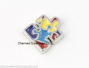 Autism Autistic Awareness Puzzle Piece Floating Charm For Glass Memory Lockets
