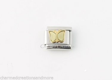 August Lime Green Butterfly Birthstone Birthday 9mm Italian Charm Stainless Link
