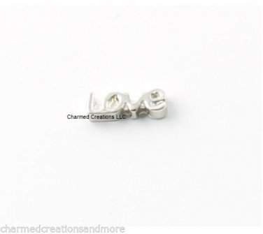 10pc Lot LOVE Script Silver Tone Floating Charm For Glass Memory Locket Necklace