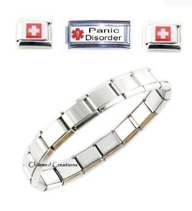 Panic Disorder Superlink 9mm Italian Charm Medical Alert ID Bracelet Anxiety