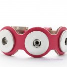 Pink Interchangeable Button Snap Bracelet With Buckle Clasp 18mm