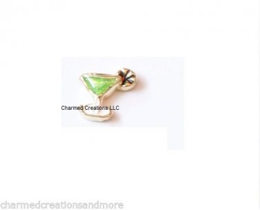 10pc Gold Tone Green Appletini Martini Coctail Drink Floating Charm For Locket
