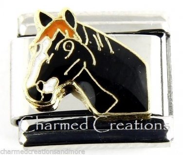9mm Italian Charm Modular Link Black Stallion Quarter Horse Thoroughbred