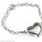 SECURITY CLASP 10pc Lot Crystal Heart Floating Charm Memory Locket Bracelet