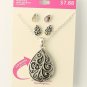 Teardrop Necklace With Reversible Pendant And Matching Earrings Scroll Shell
