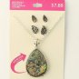 Teardrop Necklace With Reversible Pendant And Matching Earrings Scroll Shell