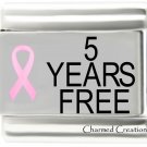 5 Years Free Breast Cancer Awareness Pink Ribbon 9mm Italian Charm Modular Link