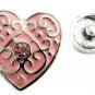 USA SELLER Interchangeable Button Snap Jewelry Pink Heart With Scrolls 18mm 191