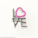 10pc Floating Charm Lot Silver Tone Love Block With Pink Heart For Memory Locket