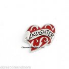 Daughter Heart Love Red & Silver Floating Charm For Glass Memory Lockets