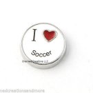 I Love Soccer Team Sports Red Heart Floating Charm For Memory Lockets
