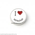 10pc Lot I Love Volleyball Sports Red Heart Floating Charm For Memory Lockets