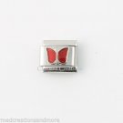 July Red Butterfly Birthstone Birthday 9mm Italian Charm Stainless Steel Link