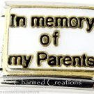 In Memory Of My Parents Mom Dad Gold And White 9mm Italian Charm Stainless Link