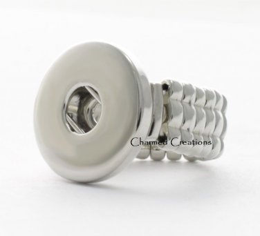 Interchangeable Snap Charm Ring Stretch One Size Fits Most Silver Tone 18mm