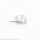 White & Silver Tone Love Block Floating Charm For Glass Memory Locket