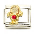 July Girl Daughter Kid Red Birthstone Birthday 9mm Italian Charm Link