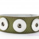 Interchangeable Snap Bracelet Cuff Green Leatherette Embossed Holds 3 18mm Snaps