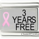 3 Years Free Breast Cancer Awareness Pink Ribbon 9mm Italian Charm Modular Link