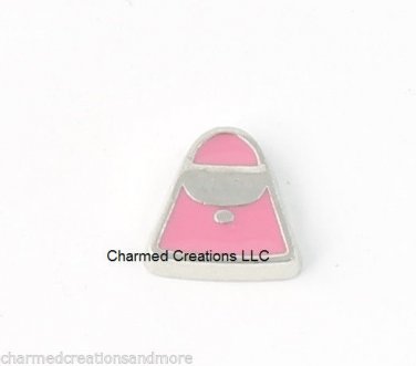 Pink Purse Handbag Floating Charm For Glass Memory Locket Necklaces & Bracelets