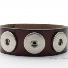 Cognac Brown Interchangeable Snap Bracelet Holds 3 18mm Snap Charms