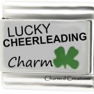 Lucky Cheerleading 9mm Italian Charm With Green Four Leaf Clover Good Luck Link