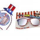 USA Flag Mirrored Sunglasses And Flashing Headband 4th Of July Independence Day