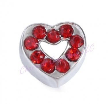 Floating Charm Glass Memory Locket Necklaces Red CZ Rhinestone Love Heart