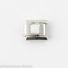 April White Birthstone Birthday Square Stainless Steel 9mm Italian Charm Link