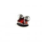 Red Christmas Bells With Bow Holiday Decoration Floating Charm For Lockets