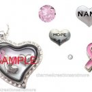 Nana Pink Ribbon Breast Cancer Awareness Floating Charms For Glass Lockets