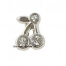 Silver Tone Cherry With Clear Cystals Fruit Floating Charm For Memory Locket