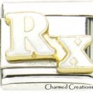 9mm Italian Charm Rx White Medicine Medical Alert Pharmacist Dr Doctor Nurse