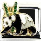 Panda Bear Walking Bamboo Shoots 9mm Italian Charm Stainless Steel Modular Link