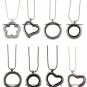 16pc Lot 25mm 30mm Round Heart Floating Charm Locket Bracelets Necklace Sets Kit