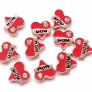 10pc Lot Red Heart Crystal Mom Love Floating Charm For Our Glass Memory Lockets