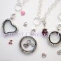Sis Silver Tone Heart Love Floating Charm For Our Glass Memory Locket Necklaces