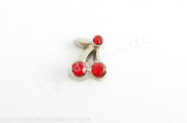 Red CZ Cherry Cherries Fruit Food Floating Charm Fits Glass Memory Lockets