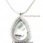 Floating Charm Memory Locket Necklace 5pc Wholesale Lot CZ Small Teardrop Shape