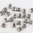 Purple Letter Initial Monogram Alphabet Name ID 9mm Italian Charm Stainless