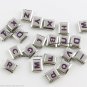 Purple Letter Initial Monogram Alphabet Name ID 9mm Italian Charm Stainless