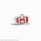 Red Luggage Purse Tote Bag Silver Tone Floating Charm For Glass Memory Locket