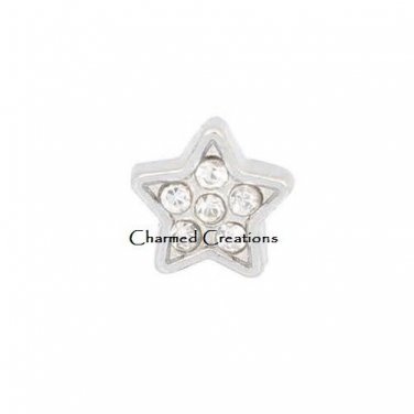 10pc Lot Silver Tone CZ Star Floating Charm For Glass Custom Memory Lockets
