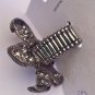 Huge Starfish Gun Metal Stretch Ring Clear And Aurora Borealis Stones Flower