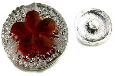 USA SELLER Interchangeable Button Snap Jewelry Red Flower 18mm 186